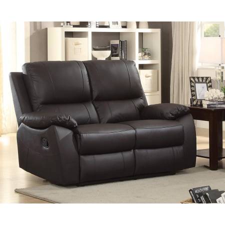 Greeley Double Reclining Love Seat - Top Grain Leather Match - Brown